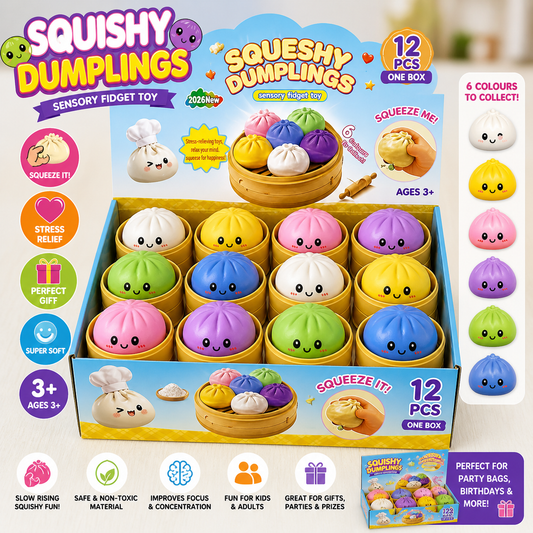 Squishy Dumplings 12PCS Box – Slow Rising Sensory Fidget Toys | Cute Squeeze Stress Relief Set