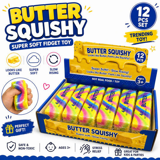 Extra Large Rainbow Butter Squishy 23cm – Slow Rising Squeezy Stress Relief Toy