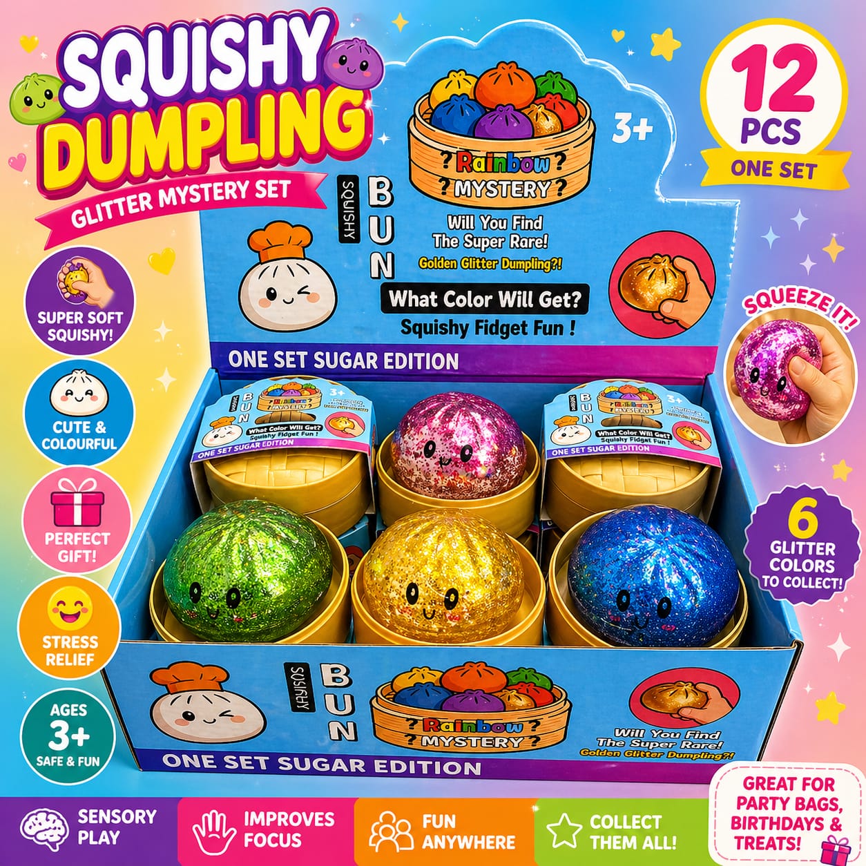 Squishy Dumpling Glitter Mystery Set 12PCS Slow Rising Fidget Toys squishy-dumpling-glitter-mystery-set-12pcs-slow-rising-fidget-toys